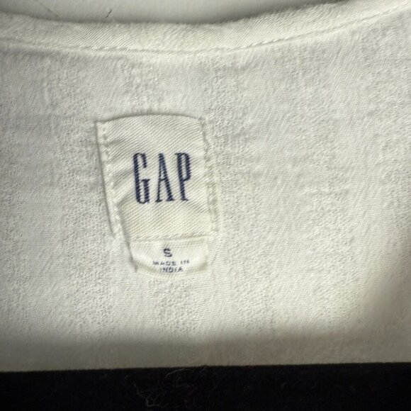 Gap Cotton Blouse Tiered Ruffle Sleeve Lace Up Optic White Size Sm - Picture 6 of 7